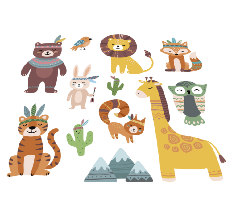 Kids vinyl carpet with funny tribal animals - TenStickers