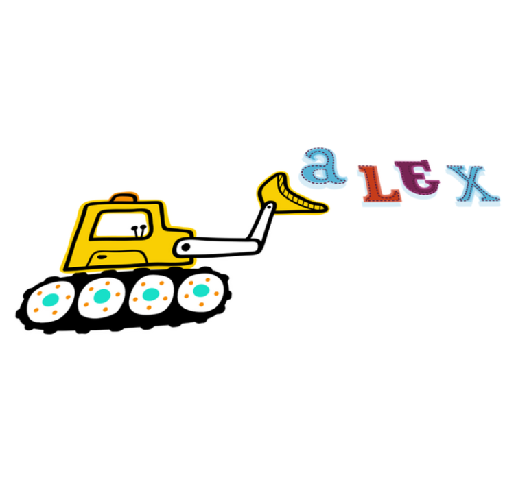 Kids vinyl carpet excavator personalized name - TenStickers