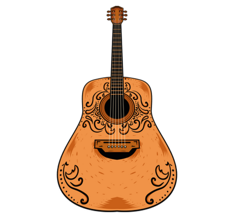 Bedroom vinyl carpet in orange guitar design - TenStickers