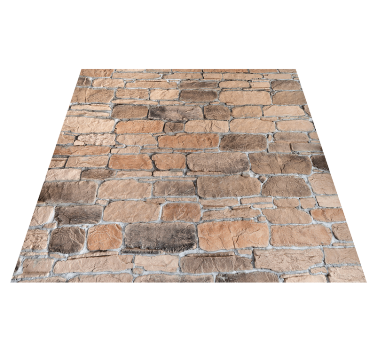 Bedroom vinyl carpet in light brown stone brick pattern - TenStickers