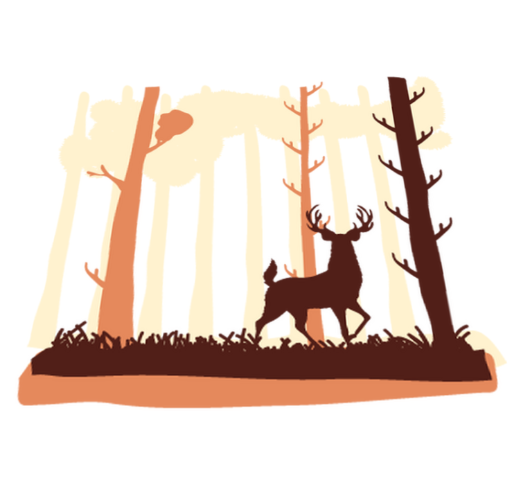 Bedroom vinyl carpet forest and deer illustration - TenStickers