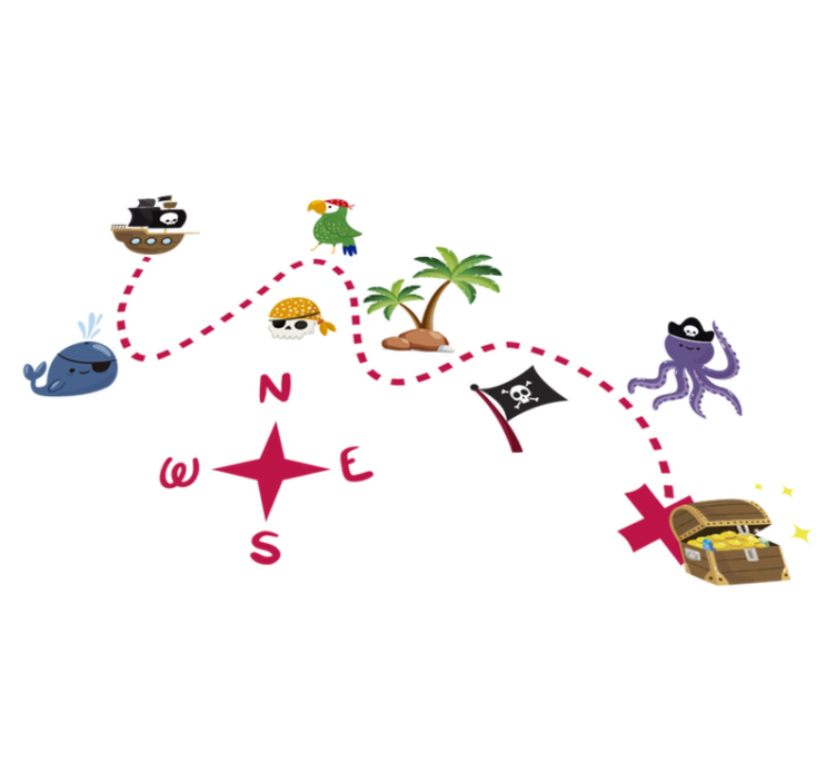 Game vinyl carpet treasure map - TenStickers