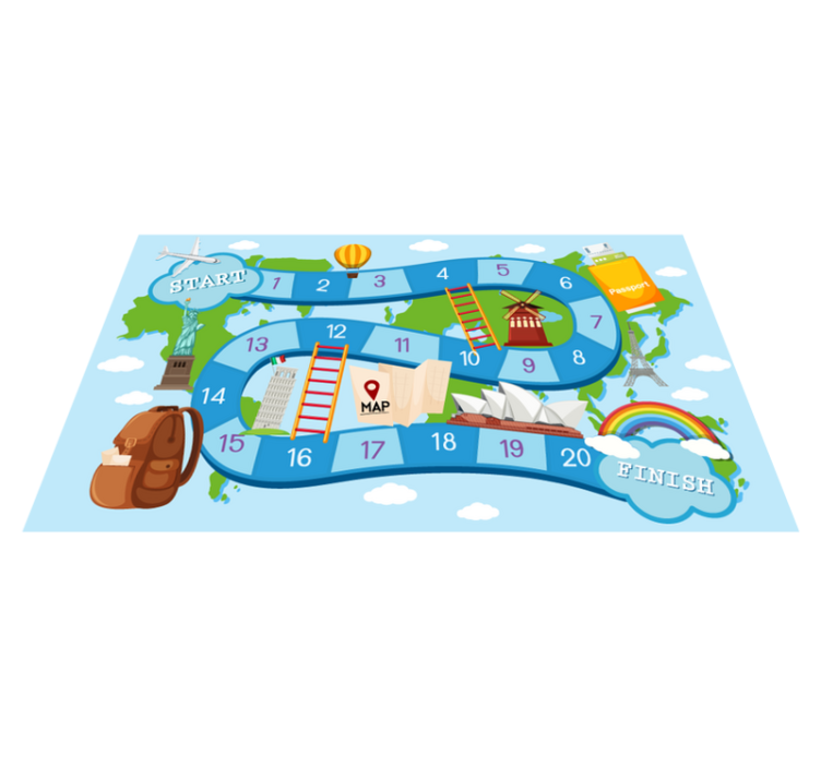 Game vinyl carpet board game around the world - TenStickers