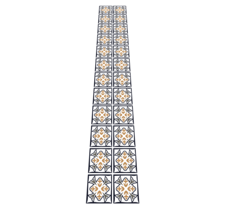 Kitchen vinyl carpet in beige and black tile - TenStickers