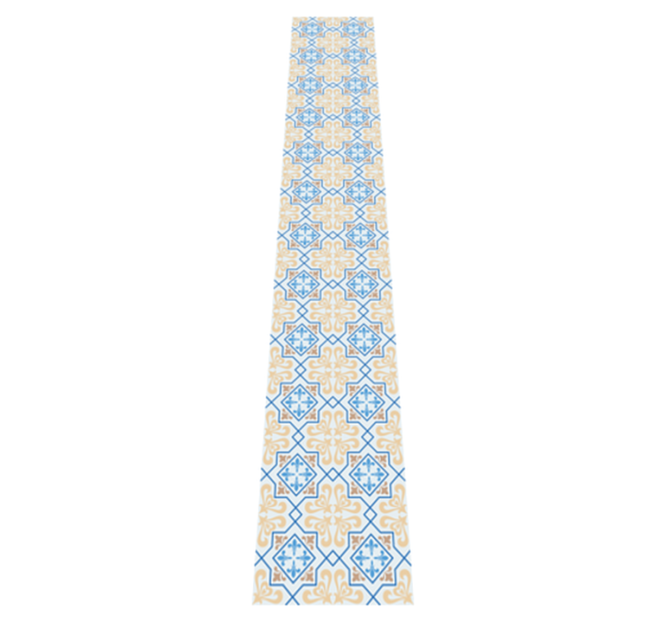 Kitchen vinyl carpet in portuguese tile pattern blue lines - TenStickers