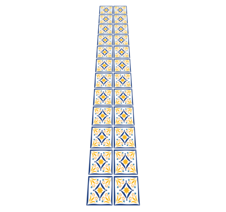 Kitchen vinyl carpet in blue and yellow portuguese tile - TenStickers