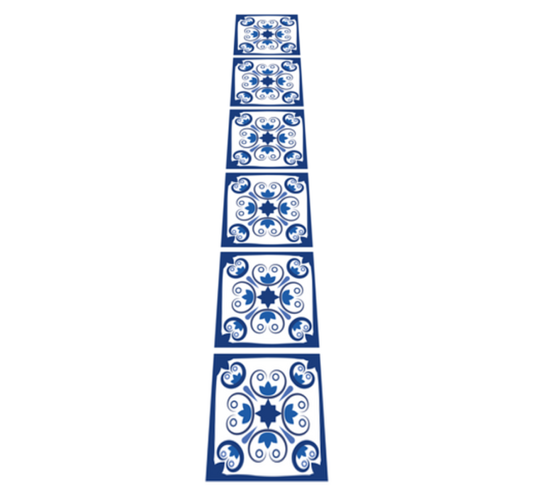 Kitchen vinyl carpet in classic blue portuguese tile - TenStickers