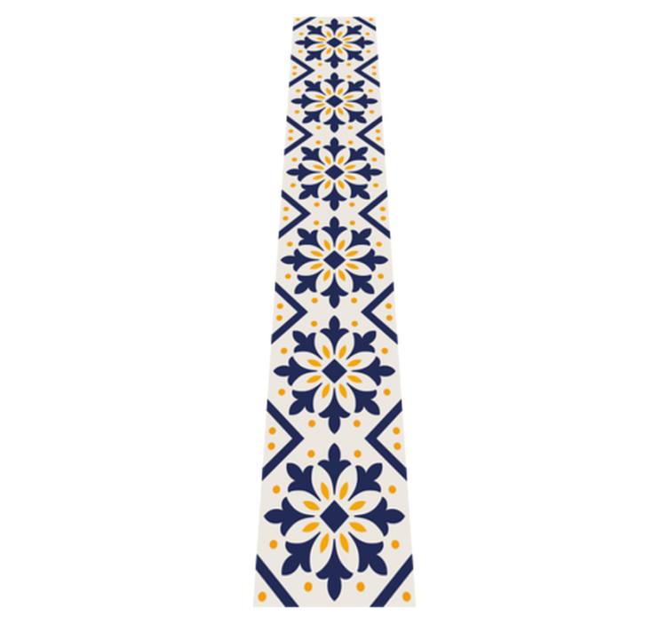 Blue and vibrant yellow portuguese tile kitchen vinyl carpet - TenStickers