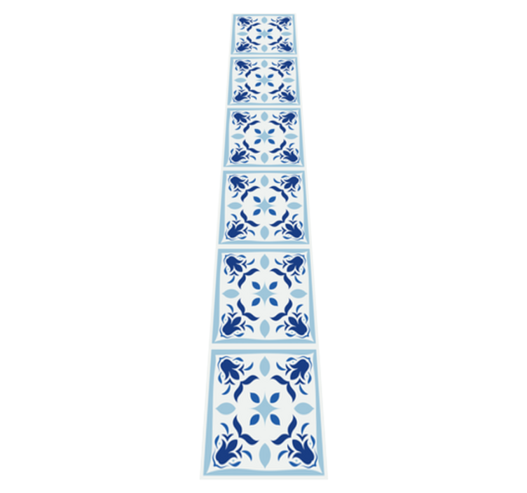 Kitchen vinyl carpet with typical portuguese tile flowers - TenStickers