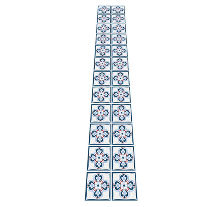 Kitchen vinyl carpet in blue and red portuguese tile - TenStickers