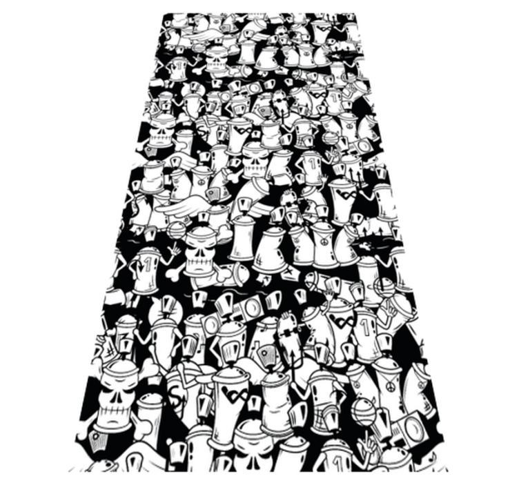 Bedroom vinyl carpet black and white spray cans - TenStickers