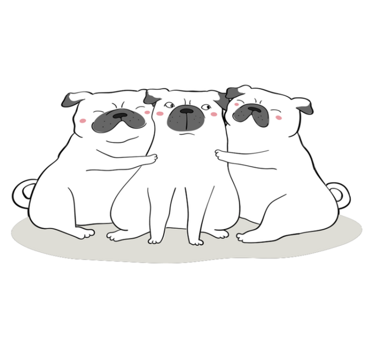Adorable Pug Trio animal vinyl carpet - TenStickers