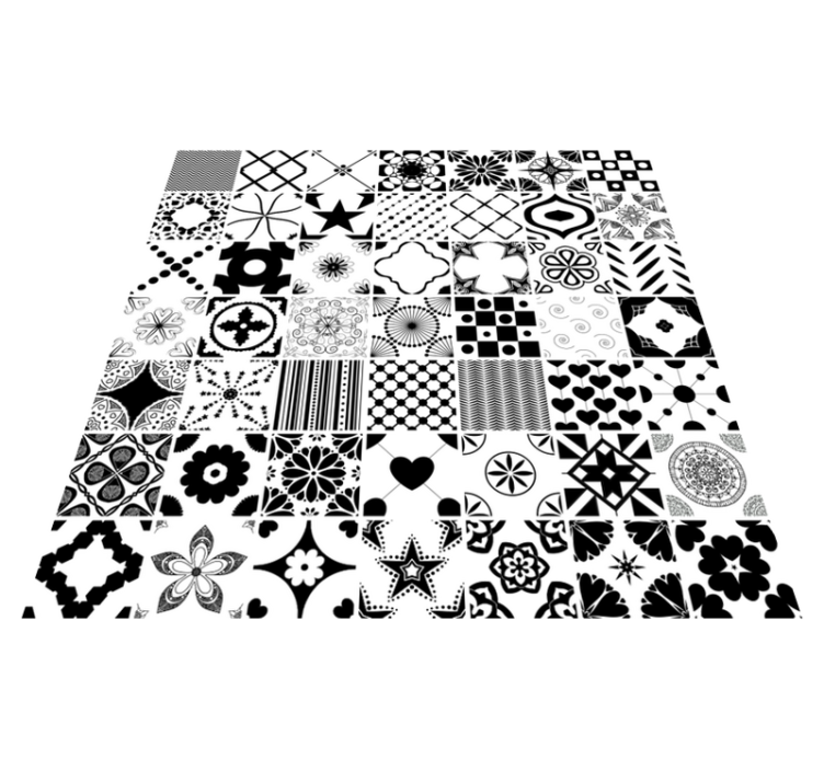 black and white tiles bedroom vinyl rug - TenStickers