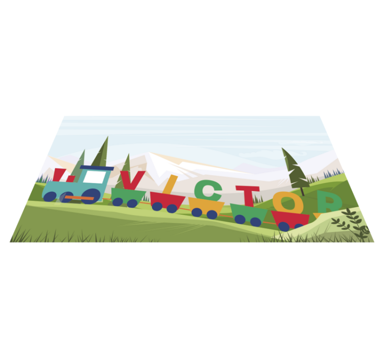 Marvellous personalized train babies vinyl rug - TenStickers