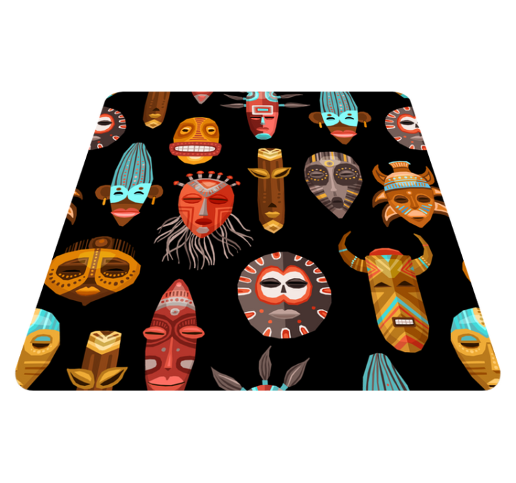 Tribal Mask Motif Ensemble living room rug - TenStickers