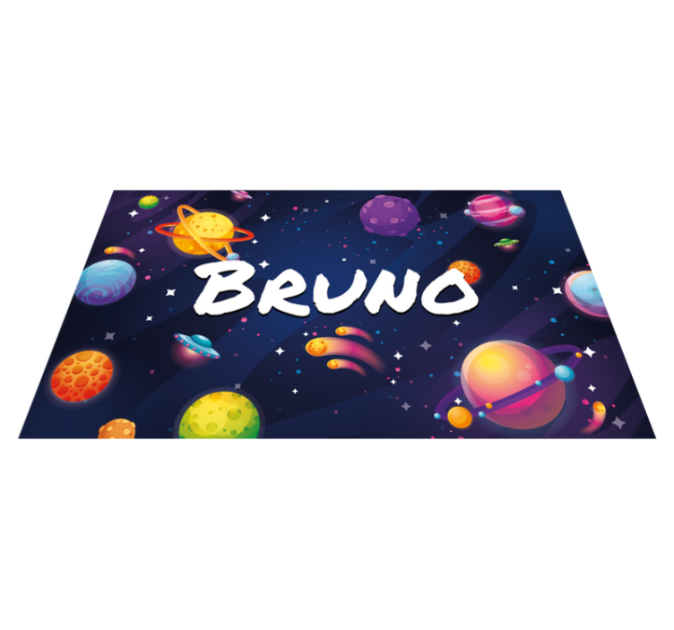 Universe and planets vinyl rug with name - TenStickers