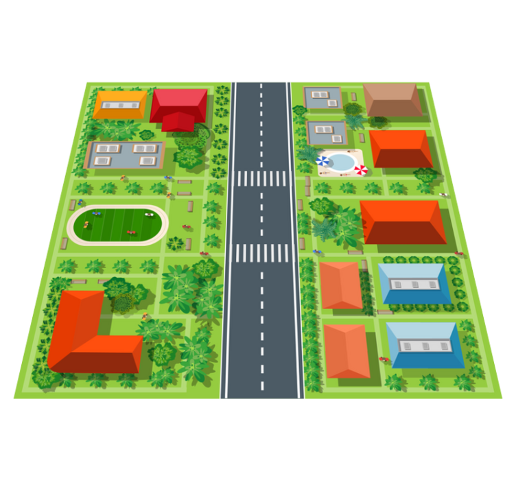 Playful Townscape kids vinyl carpet - TenStickers