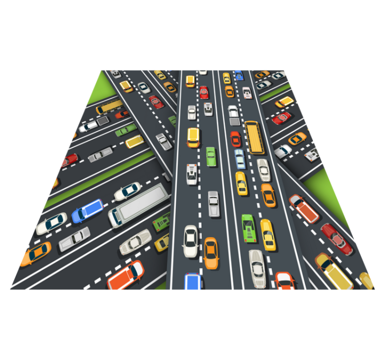 City Traffic Illustration road vinyl carpet - TenStickers