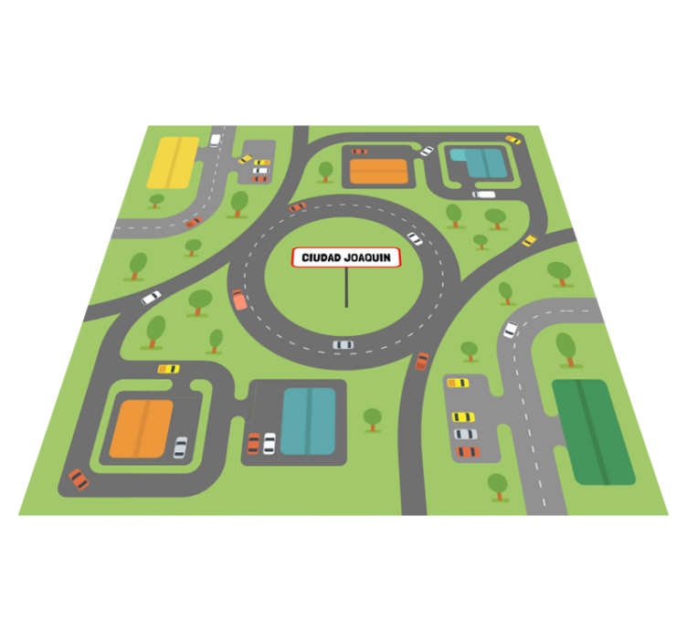 squared city vinyl rug with personalized name - TenStickers