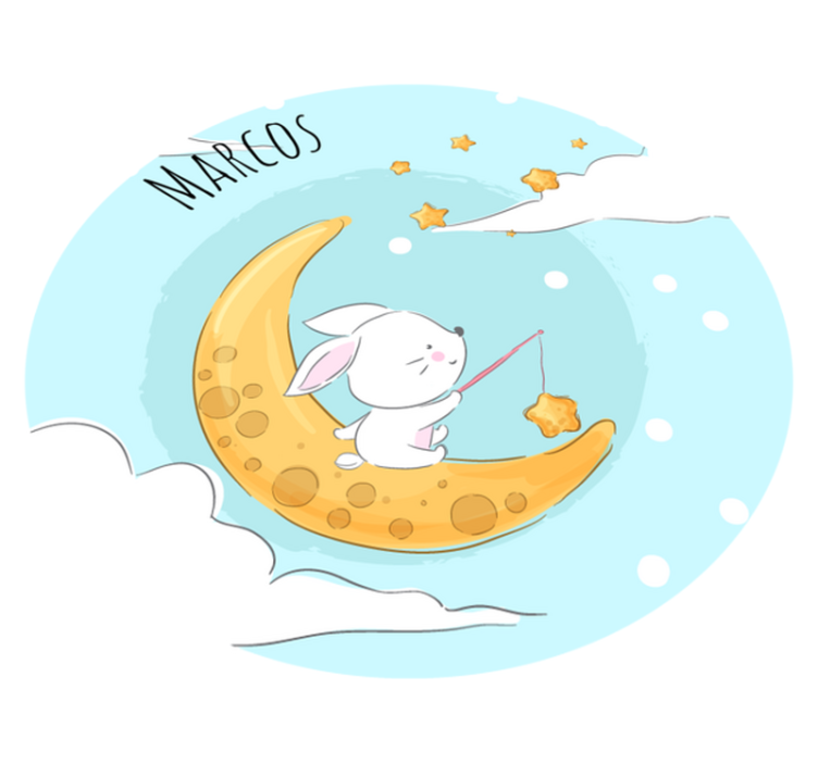 Personalizable vinyl rug with moon and stars - TenStickers