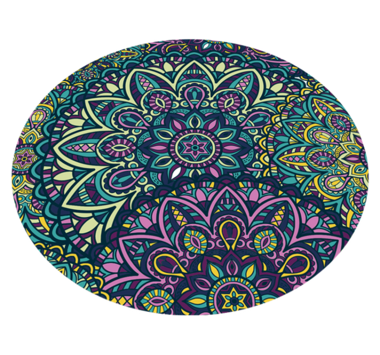 Marvellous round composition mandala vinyl rug - TenStickers
