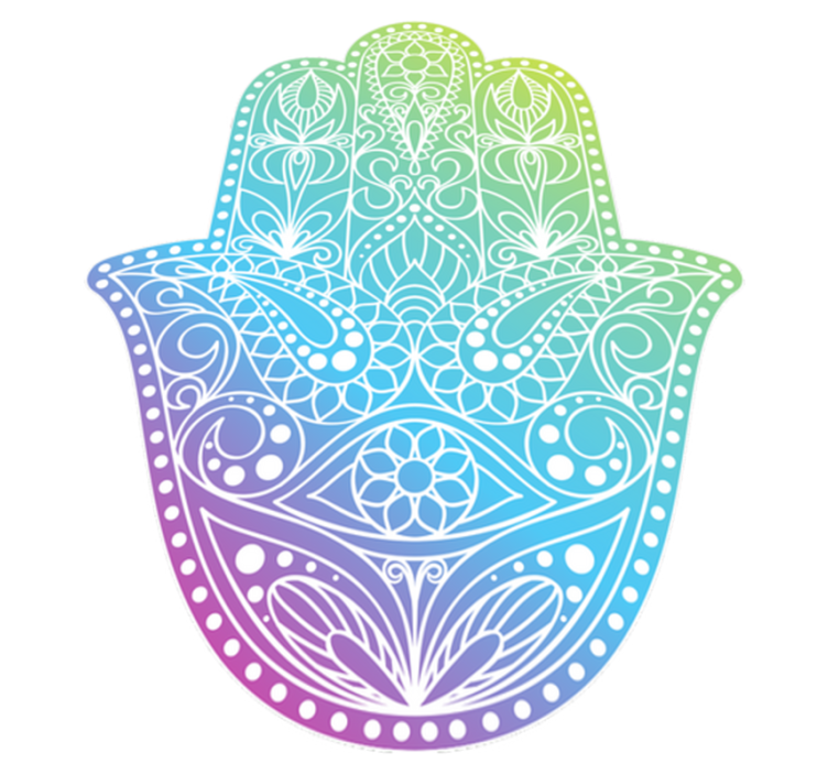Colourful Hand Symbol mandala vinyl carpet - TenStickers