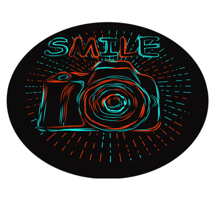 Neon Camera Illustration kids vinyl carpet - TenStickers