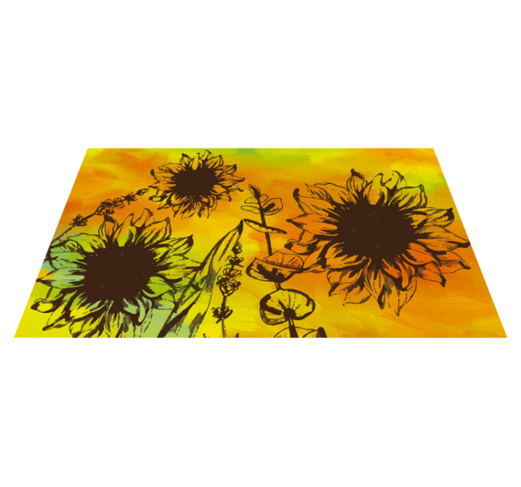 Sunflower Sketch floral vinyl carpet - TenStickers