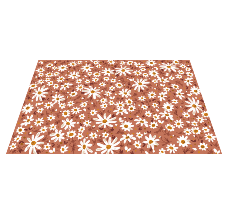 70's Daisy flower orange background vinyl rug - TenStickers