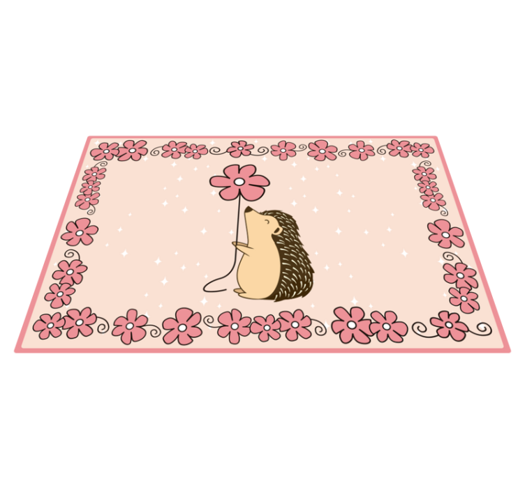 Hedgehog Floral nursery vinyl carpet - TenStickers