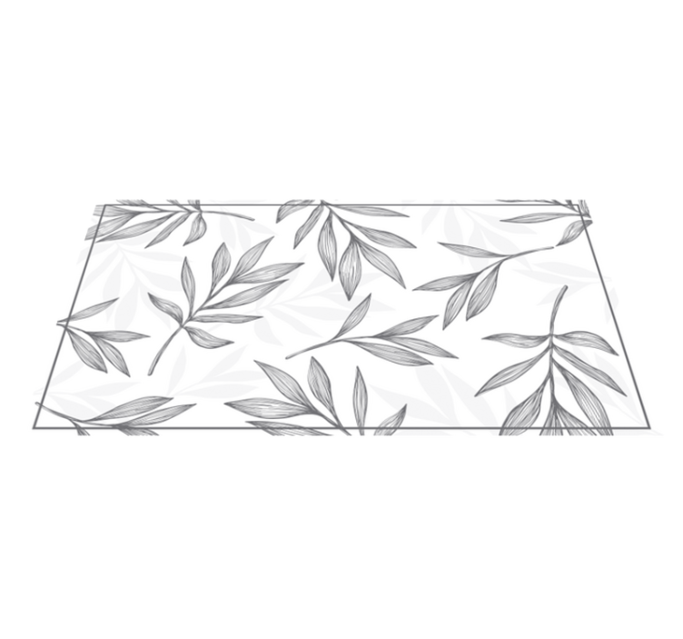 Grey leaves on white background vinyl rug - TenStickers