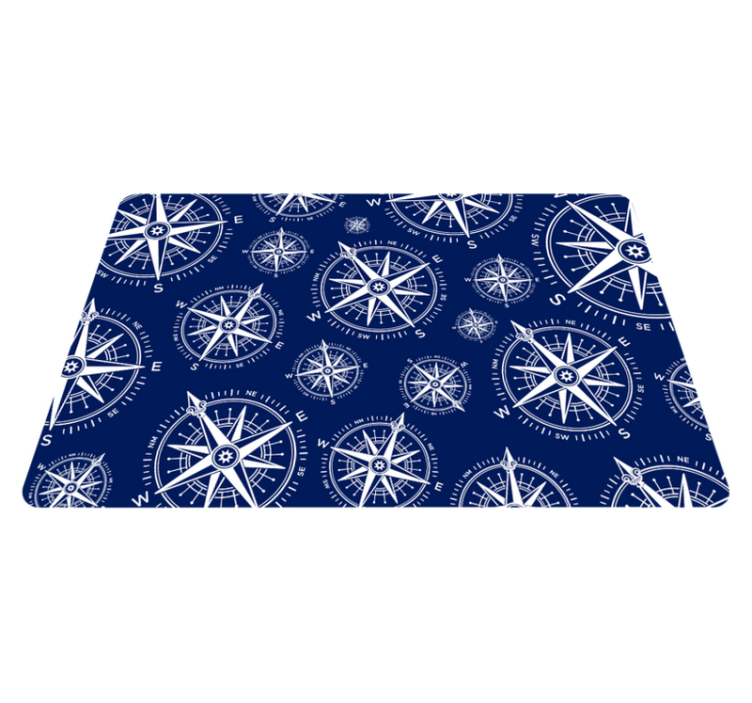 Nautical Compass Pattern world map vinyl carpet - TenStickers