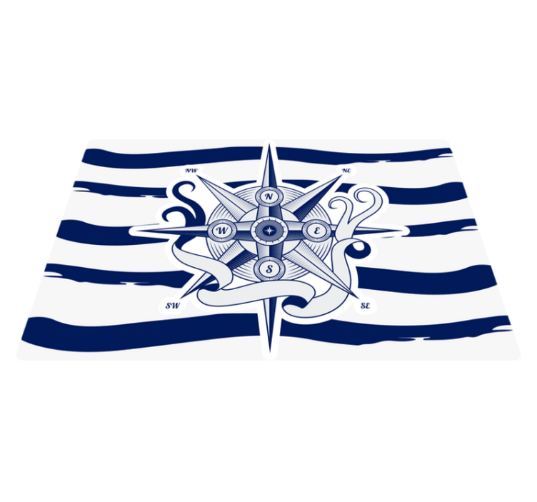 Nautical Compass world map vinyl carpet - TenStickers