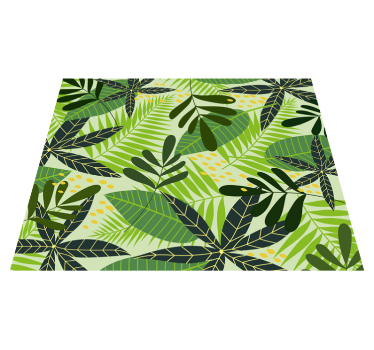 Green leaves floral rug design - TenStickers