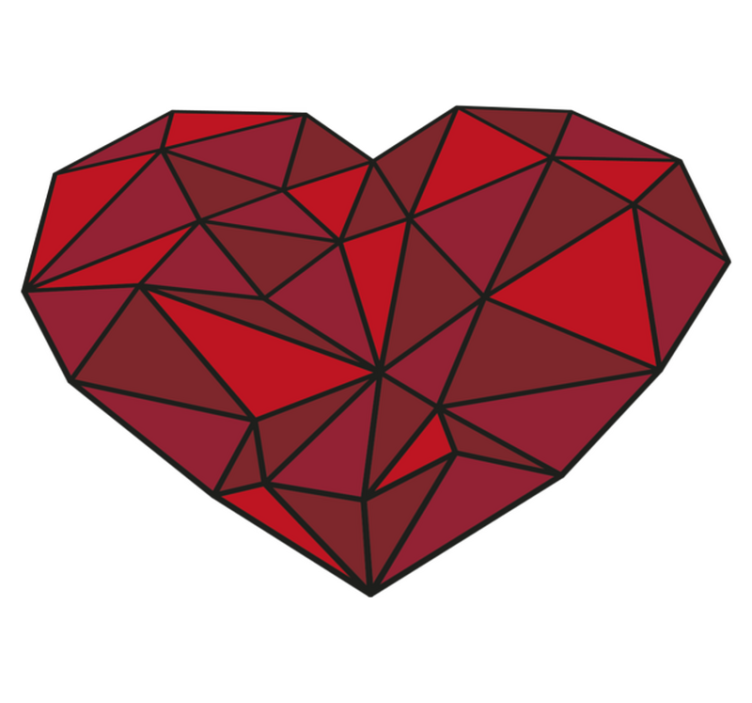 Faceted Heart geometric vinyl carpet - TenStickers