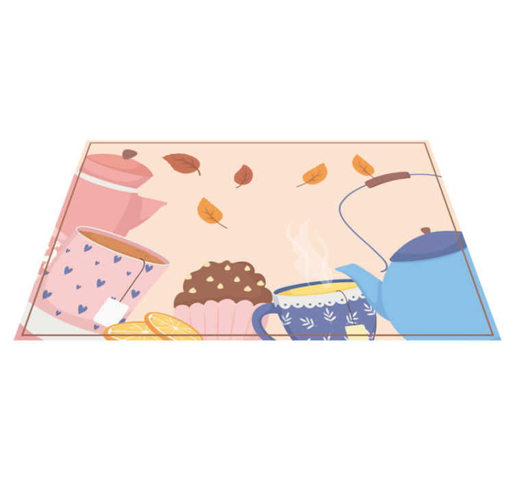 Teatime Illustration floral vinyl carpet - TenStickers