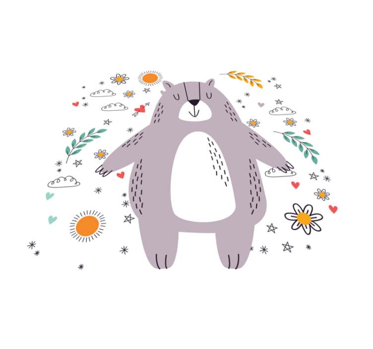 Whimsical Bear Illustration kids vinyl carpet - TenStickers