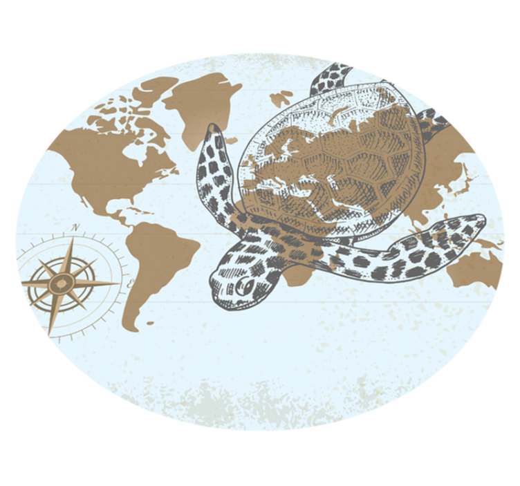 Turtle Compass Map world map vinyl carpet - TenStickers