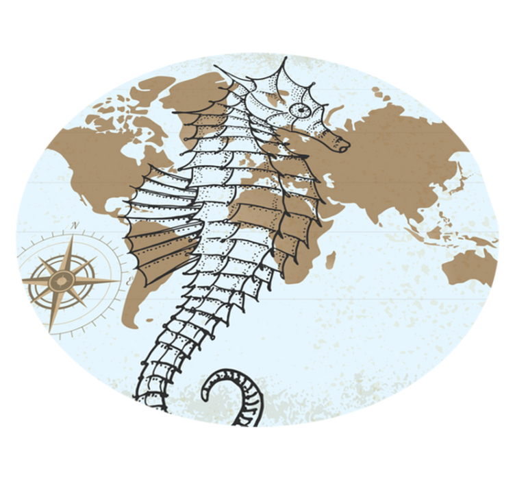 Seahorse Nautical Map animal vinyl carpet - TenStickers