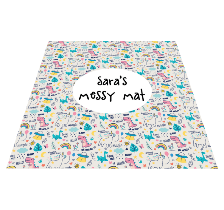 Unicorn personalised messy mat personalised mat - TenStickers