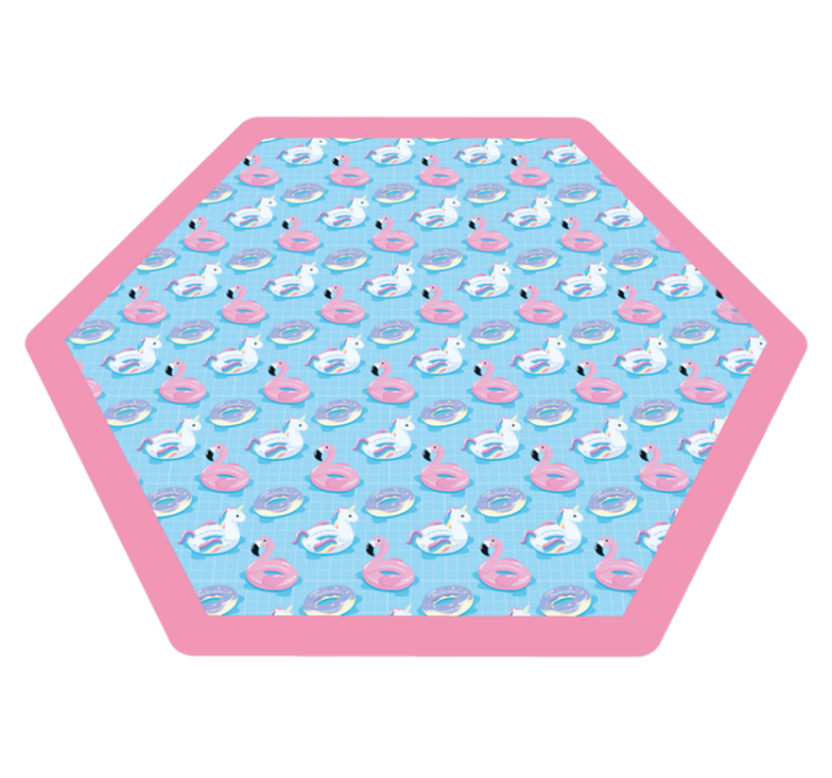 Playful Unicorn Hexagon kids vinyl carpet - TenStickers