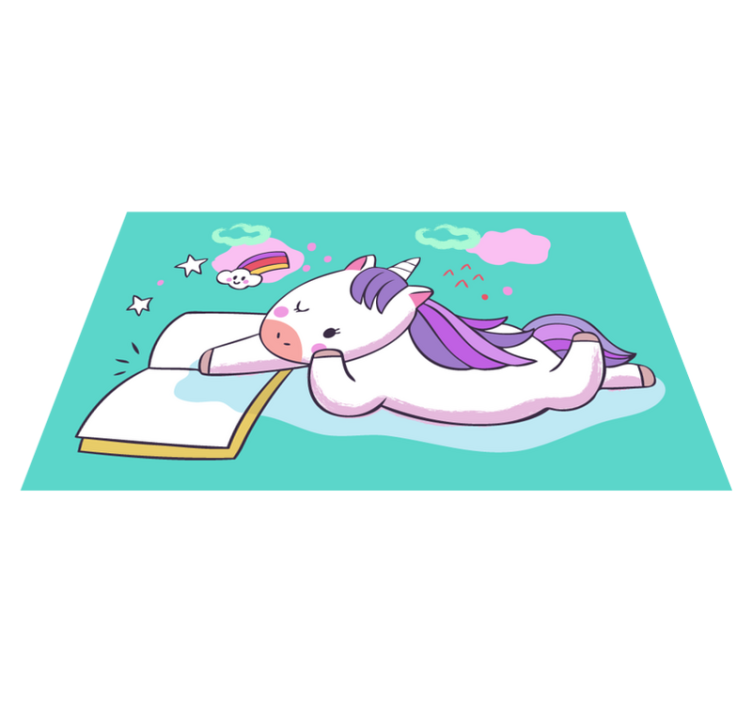 Reading Unicorn kids vinyl carpet - TenStickers