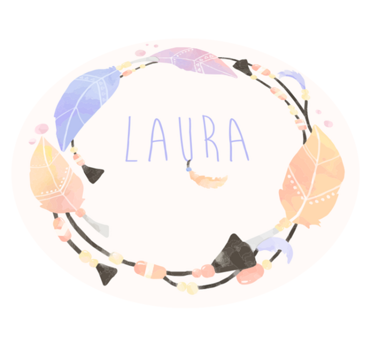 Personalized Feather Circle custom vinyl carpet - TenStickers