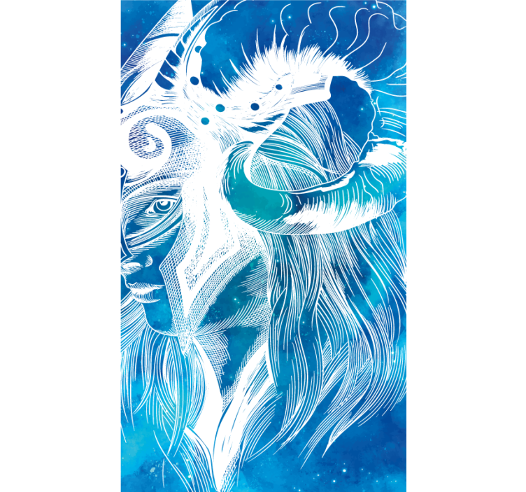 Mythical Caprine Illustration animal vinyl carpet - TenStickers