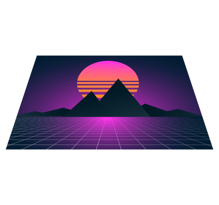 Retro Sunset Geometry vintage vinyl carpet - TenStickers