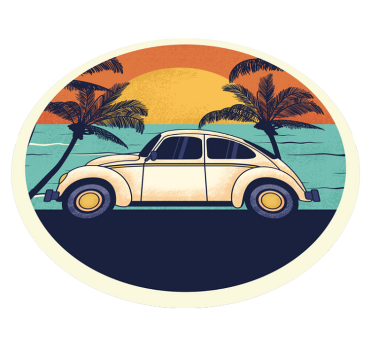 Retro Car Scenery vintage vinyl carpet - TenStickers