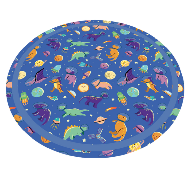 Space Dinosaur Round kids vinyl carpet - TenStickers