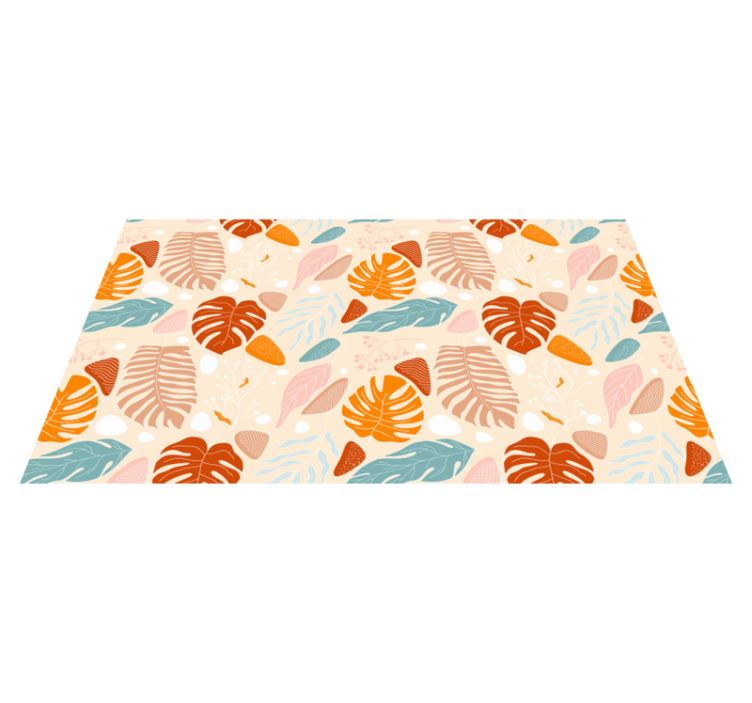Tropical beige leaf patterns floral vinyl carpet - TenStickers