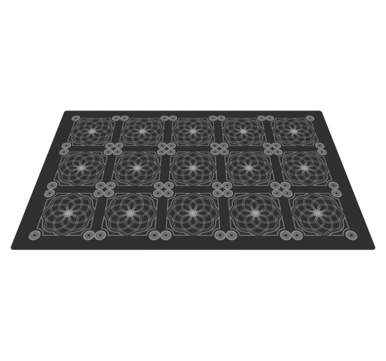 Geometric Floral Patterns black vinyl carpet - TenStickers