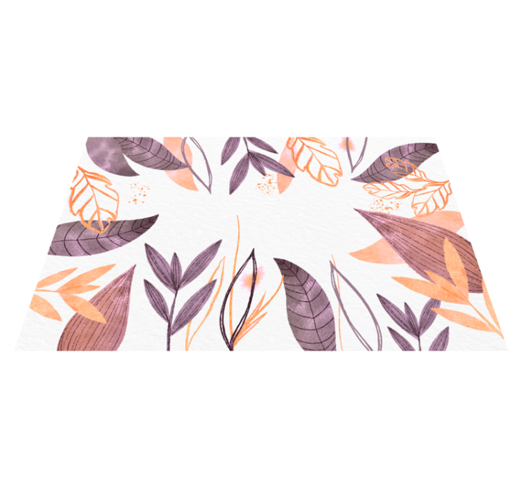 Gold ornamental leaves Vinyl rug home office - TenStickers